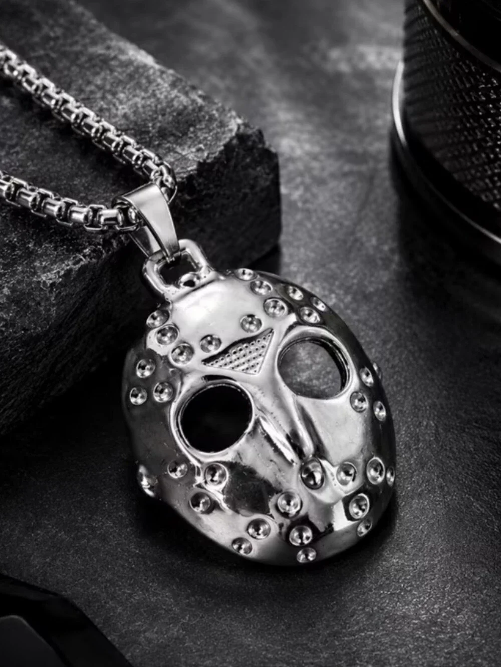Friday the 13th Jason Pendant with Stainless Steel Necklace Silvertone